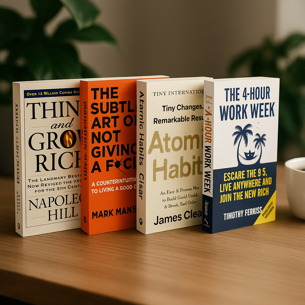 4-Book Bundle: Think and Grow Rich + The Subtle Art of Not Giving a F*ck + Atomic Habits + The 4-Hour Workweek